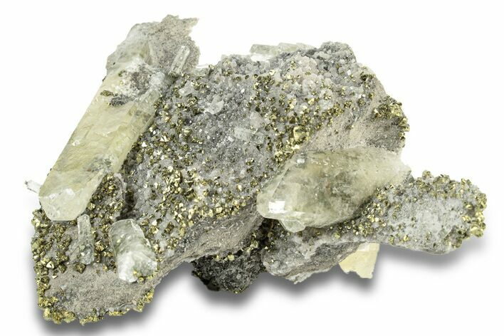 Calcite and Brassy Chalcopyrite on Dolomite - Missouri #252141